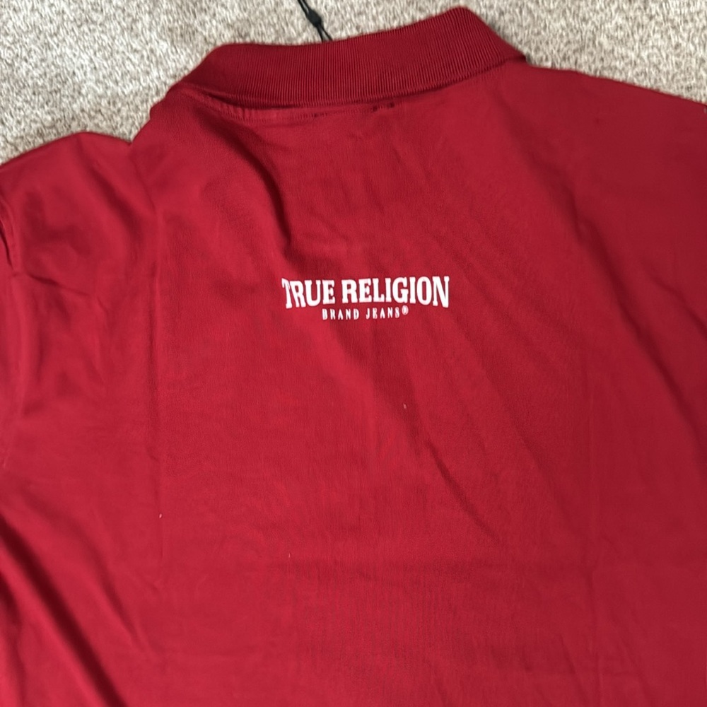True Religion mens polo size XL red quarter zip NWT - Picture 4 of 4